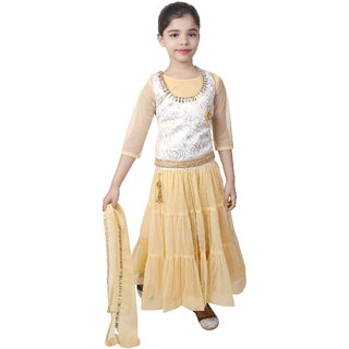 KBKIDSWEAR Girl's Embroidery Party Wear Premium Net Lancha with Dupatta Set