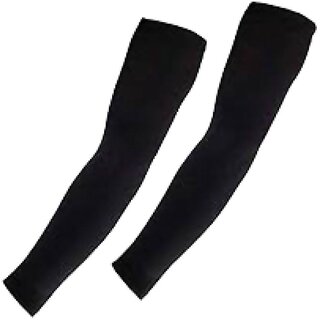 Bikers 3 Pair Arm Sleeves For Men and Women (Free Size) - Black Color