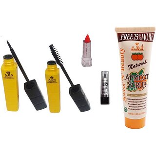                       ADS 1596 Eyeliner,Mascara,Kajal,Mini Lipstick With 50gm Scrub Makeup Combo 5 in 1                                              
