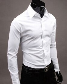 Tom T Men's Solid Formal White Shirt