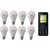 Alpha B22 Cool Daylight Led Combo Pack of Eight 9 Watt Bulb With Free feature Phone