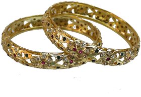 Lucky Jewellery Beautiful Ethnic Navratan Bangles With Gold Plating
