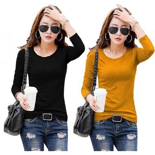                       Raabta Black And Mustard Tshirt                                              