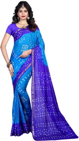 sharda creation Multicolour Tussar Silk Bandhej Saree With blouse