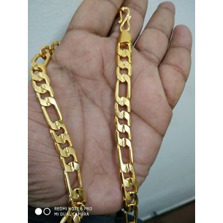 Buy One Gram 22kt Gold Plated Neck Chain for men Daily Wear 20 Inch /10 mm Figaro-XC-110 Online 