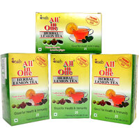 Pack Of 4 All in one Herbal Lemon Tea Premix Sulphur less sugar(25 Pouches)