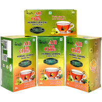 Pack Of 4 All in One Herbal Lemon  Green Tea Sugar -Less(100 Tea Bag )