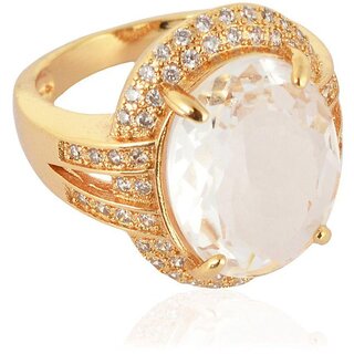 Sanaa Creations Gold plated White American Diamond Alloy Ring for Women and Girls