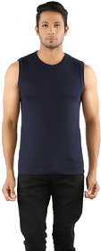Solo Mens Designer Round Neck Cotton Casual Sleeveless Muscle Tee Vest Navy Color
