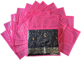 ADWITIYA Designer Single Saree Cover 12 Pcs Set (Pink)