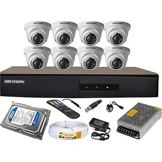 Hikvision 7208-HGHI-E1 (8ch 1 DVR  720P 8 Dome Cameras + HDD 1TB) Total KIT All Accessories