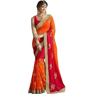 G Jelly Fashion Tree Multicolor Chiffon Embroidered Saree With Blouse