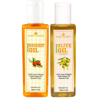                       Park Daniel Premium Rosehip oil and Olive oil combo of 2 bottles of 100 ml (200ml)                                              