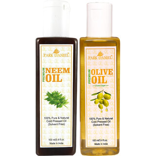 Park Daniel Premium Neem oil and Olive oil combo of 2 bottles of 100 ml (200ml) Park Daniel Premium Neem oil and Olive oil combo of 2 bottles of 100 ml (200ml)