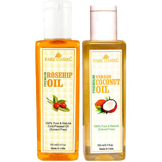                       Park Daniel Premium Rosehip oil and Coconut oil combo of 2 bottles of 100 ml (200ml)                                              