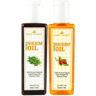                       Park Daniel Premium Rosehip oil and Neem oil combo of 2 bottles of 100 ml (200ml)                                              