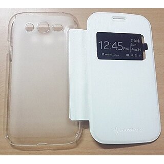                       Soft Leather S Power Series Premium Hard Case Flip Cover With Caller Id - White For Samsung Galaxy Grand2 i7106                                              