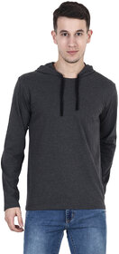 Dsunne Collection Cotton Solid Grey Full Sleeve Hooded T-Shirt for Men & Boys