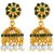 Asmitta Traditional Flower Design Gold Plated Green Stone Jhumki Earring For Women
