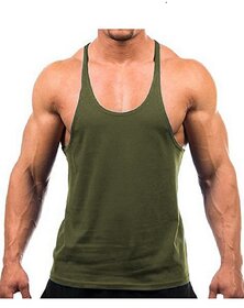 The Blazze Men's Blank Stringer Y Back Bodybuilding Gym Tank Tops