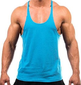 The Blazze Men's Blank Stringer Y Back Bodybuilding Gym Tank Tops