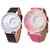 Om Designer Mxre Analogue Diamond White Dial Watch for Girls and Women Pack Of 2 (Black-Pink) 6 month warranty