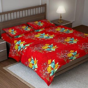 Status Micro Peach 1 Double Bedsheets with 2 Pillow Covers