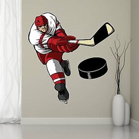 EJA Art Ice Hockey Player Covering Area 75 x 75 Cms Multi Color Sticker