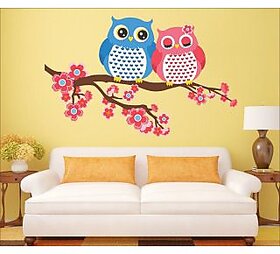 EJA Art Owl Always Love You Covering Area 90 x 60 Cms Multi Color Sticker