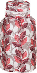 E-Retailer Pink Leaves Design Cylinder Cover (Quilted Cotton Material)