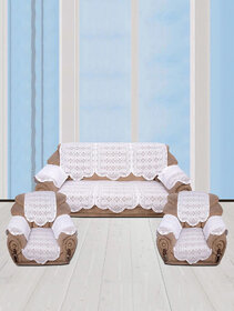 Vivek  Homesaaz  Multi Embossed 5 Seater Net Sofa Cover Set -16 Pieces