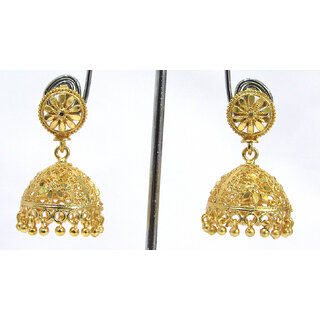                       Golden Flower Stud Jhumka Earring                                              