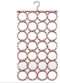kudos 28 rings Slots Hole Foldable Hanger for Ties , Scarfs , Belts , Holder Closet Clothes Organiser Hook Storage Multi-coloured (Random Color)