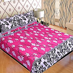 SNS Floral Poly Cotton Double Bed Sheet With 2 Pillow Covers -  Multicolor