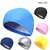 Elastic Waterproof PU Fabric Protect Ears Long Hair Sports Swim Pool Hat Swimming Cap Free size