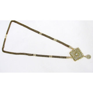                       White Stone Square Pendant Mangalsutra                                              
