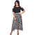 RIVI Fashionable Black and White Georgette Floral Print Women's Maxi Dress