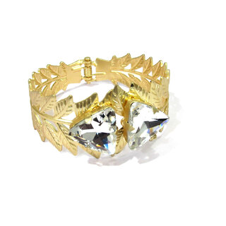                       Golden Leaf Tringle Stone Kada Bracelet                                              