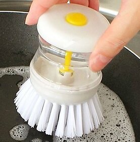 kudos Multipurpose Small Dish Washer Cleaning Brush With Liquid Soap Dispenser(Plastic/Fiber) s4d 03