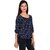 Bronze Women Dotted Navy Blue Western Wear Top