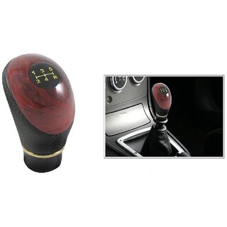 Brown  Black Type R Leather Plastic Gear Knob Handle for Car