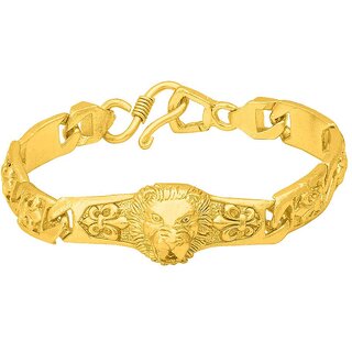 Dare by Voylla  Lion Designer Yellow Gold Plated Bracelet For Men