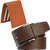 Sunshopping mens brown leatherite needle pin point buckle belt with tan leatherite bifold wallet (combo)