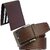 Sunshopping mens brown leatherite needle pin point buckle belt with brown leatherite bifold wallet (combo)