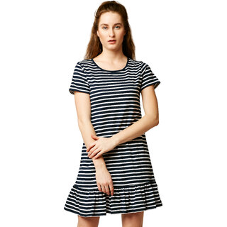 Miss Chase Women's Navy,White A Line Dress