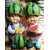 Wonderland 3.5 inches Set of 2 Bonsai Decoration Mini Fruit Boys with Watermellon (terrarium, home , garden decor , gifting)