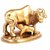 Satya Vipal Gold Color Kamdhenu Cow  Calf Holy Wishing Fulfilling Gomata Aluminium Statue (9cm * 9cm * 9cm)