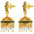 Asmitta Traditional Flower Design Gold Plated Green Stone Jhumki Earring For Women