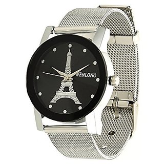 Wenlong Round Dial Silver Stainless Steel Analog Watch For Women