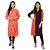 Boutique Ever Beige color kurti and Blue Orange Kurti combo set in rayon fabric (Combo)